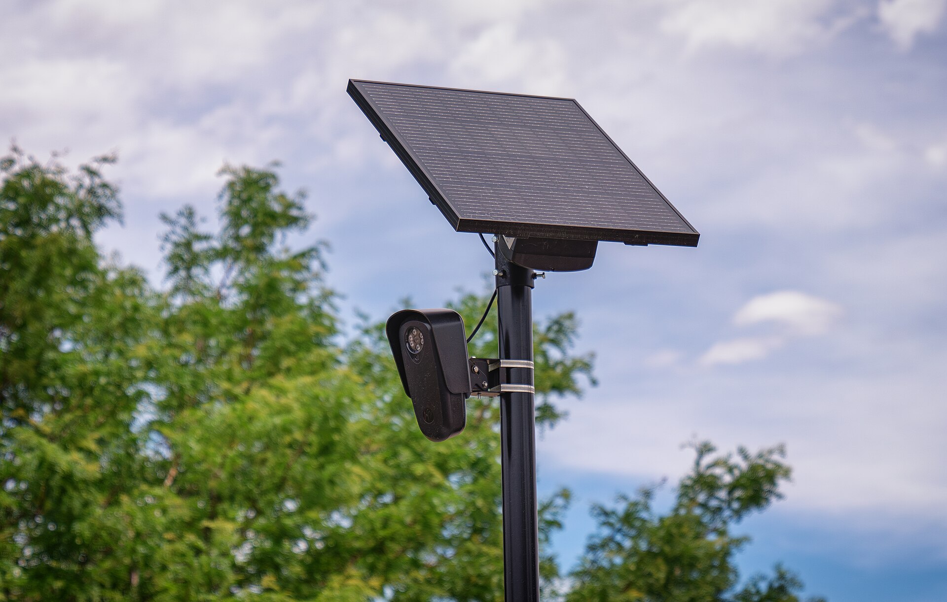 Solar-powered Flock Safety license plate reader