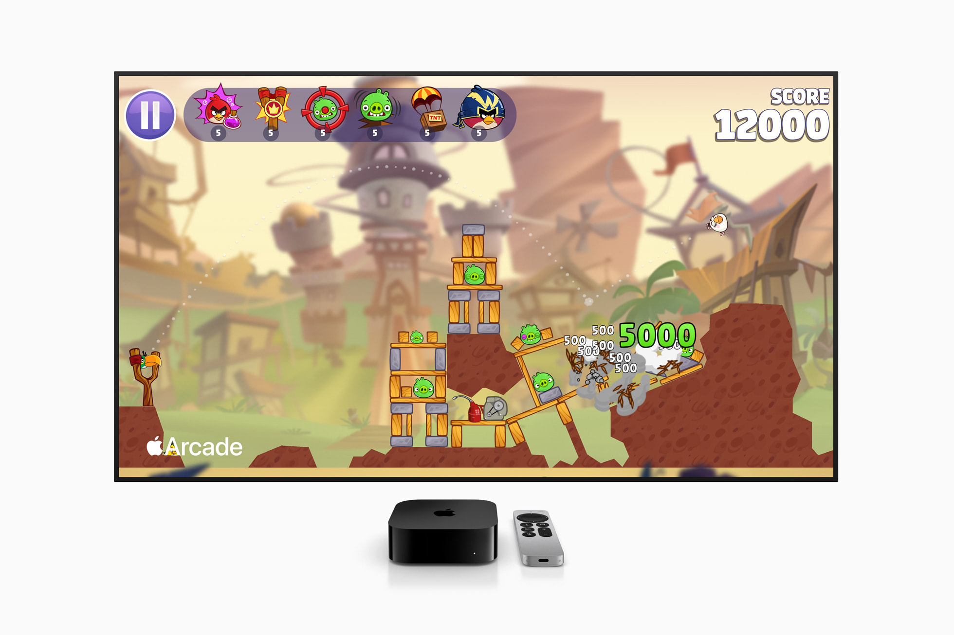 Apple Arcade game running on a television through Apple TV 4K
