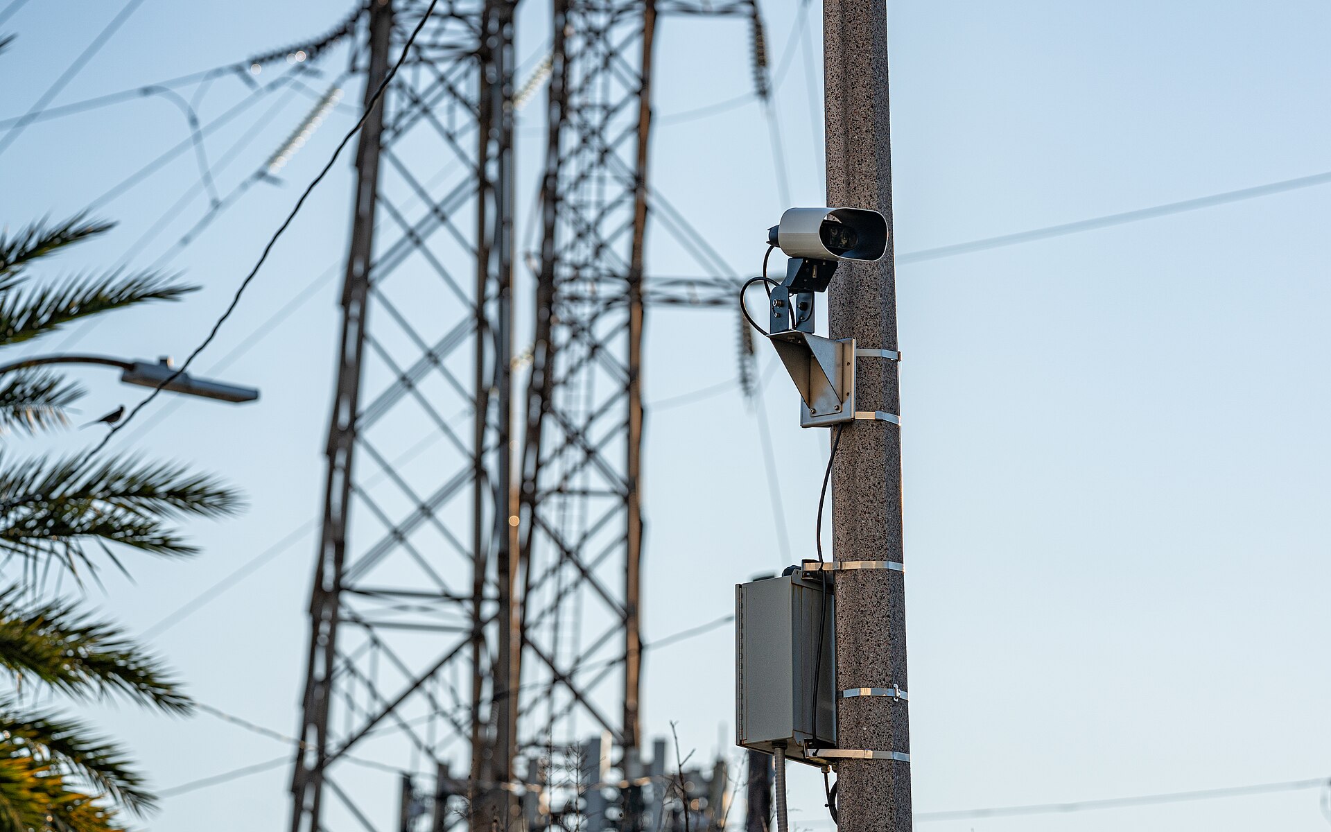Police automated license plate reader mounted on a street pole in New Orleans