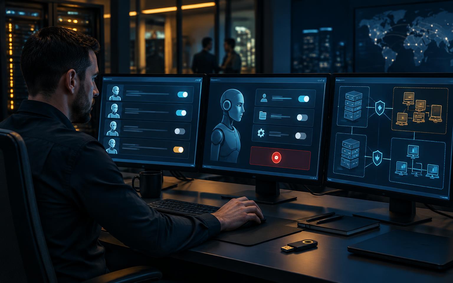 Security engineer managing AI agent identities, permissions and shutdown controls