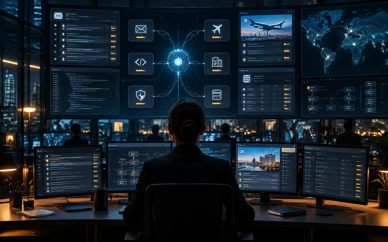 Security analyst monitoring autonomous AI workflows